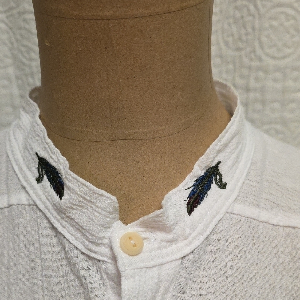 Embroidered White Button Down Shirt - Picture 4 of 12